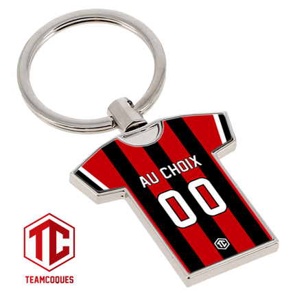 Porte-clés métal maillot foot NICE OGC n°2 personnalisable - TEAMCOQUES
