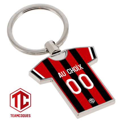 Porte-clés métal maillot foot NICE OGC n°2 personnalisable - TEAMCOQUES