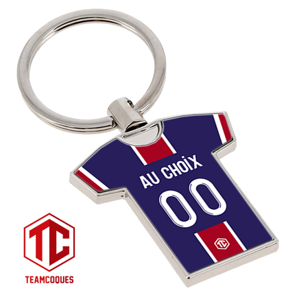 Porte-clés métal maillot foot PARIS SG PSG n°2 personnalisable - TEAMCOQUES