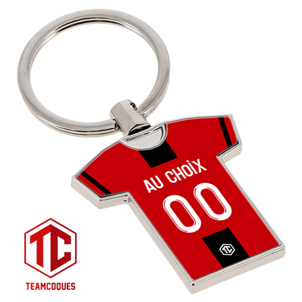 Porte-clés métal maillot foot RENNES n°2 personnalisable - TEAMCOQUES