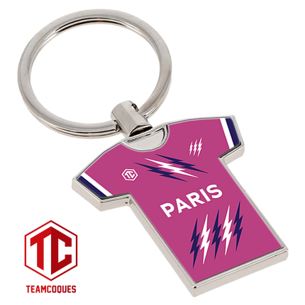 Porte-clés métal maillot rugby SF PARIS rose n°1 - TEAMCOQUES
