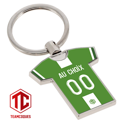 Porte-clés métal maillot foot SAINT-ETIENNE ASSE n°2 personnalisable - TEAMCOQUES
