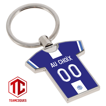 Porte-clés métal maillot foot STRASBOURG n°2 personnalisable - TEAMCOQUES