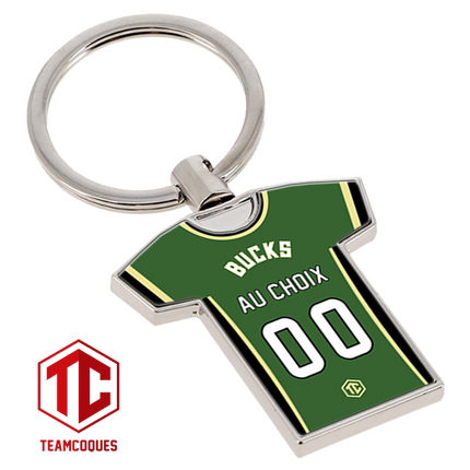 Porte-clés métal maillot basket NBA MILWAUKEE BUCKS personnalisable - TEAMCOQUES