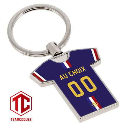 Porte-clés métal maillot foot FRANCE EDF n°2 personnalisable - TEAMCOQUES